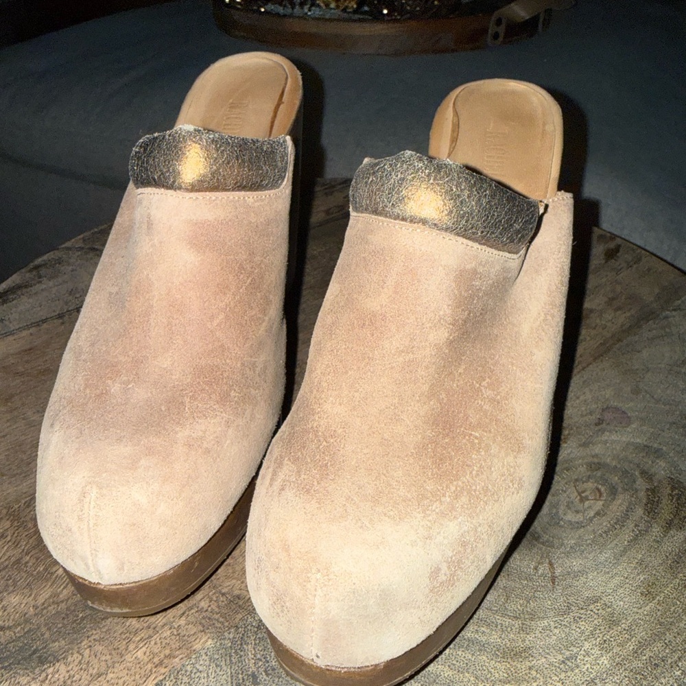 Rachel Comey Beige and Metallic Slip-On Mules